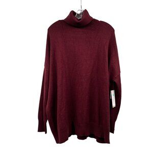 RD Style Womens Turtleneck Sweater Long Sleeve Knit Maroon Size XL New